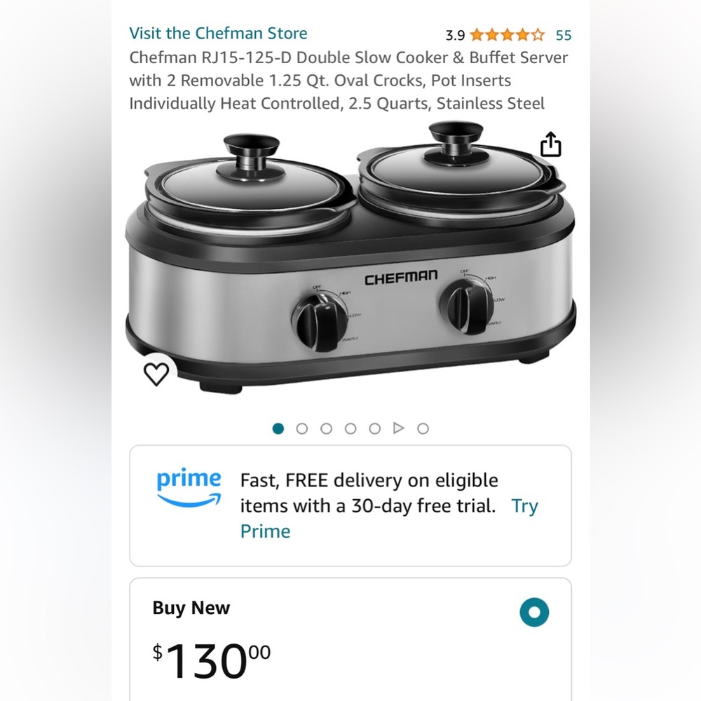Chefman RJ15-125-D Double Slow Cooker & Buffet Server - Picture 10 of 10